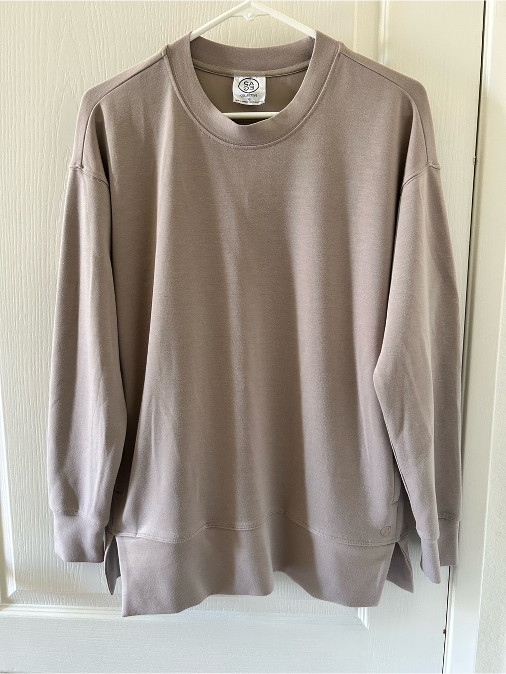 Sage Collective Oversized Tunic Sweatshirt XS Light Taupe Crewneck Soft